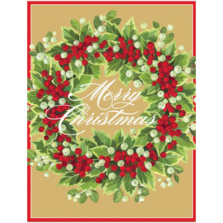Personalization by Caspari Holly And Berry Wreath Personalized Christmas Cards 102218PG